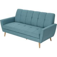 Noble House - Loomis 3-Seat Fabric Sofa - Blue - Left View