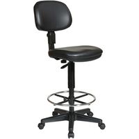 WorkSmart - DC Series Vinyl & Molded Foam Drafting Chair - Black - Left View