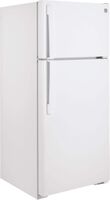 GE - 28 in. Wide 16.6 Cu. Ft. Top-Freezer Refrigerator with LED Interior Lighting - White - Left View