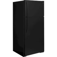 GE - 28 in. Wide 16.6 Cu. Ft. Top-Freezer Refrigerator with Interior LED Lighting - Black - Left View