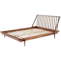 Walker Edison - Boho Solid Wood Queen Spindle Bed Frame - Caramel - Left View