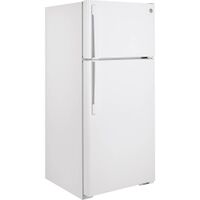 GE - 28 in. Wide 16.6 Cu. Ft. Top-Freezer Refrigerator with Edge-to-Edge Glass Shelves - White - Left View