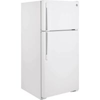 GE - 28 in. Wide 15.6 Cu. Ft. Top-Freezer Refrigerator with LED Interior Lighting - White - Left View