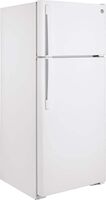 GE - 28 in. Wide 17.5 Cu. Ft. Top-Freezer Refrigerator with LED Interior Lighting - White - Left View