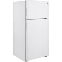 GE - 28 in. Wide 16.6 Cu. Ft. Top-Freezer Refrigerator with LED Interior Lighting - White - Left View