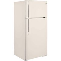GE - 28 in. Wide 16.6 Cu. Ft. Top-Freezer Refrigerator with LED Interior Lighting - Bisque - Left View