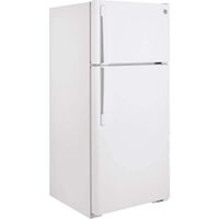GE - 28 in. Wide 16.6 Cu. Ft. Top-Freezer Refrigerator with LED Interior Lighting - White - Left View