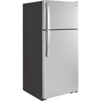 GE - 28 in. Wide 16.6 Cu. Ft. Top-Freezer Refrigerator with Edge-to-Edge Glass Shelves - Stainles... - Left View