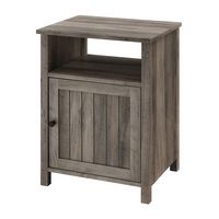 Walker Edison - Farmhouse Groove Door Side Table Cabinet - Gray Wash - Left View