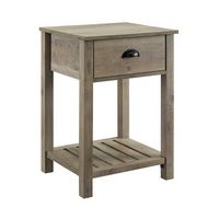 Walker Edison - Rectangular Country High-Grade MDF 1-Drawer Side Table - Gray Wash - Left View