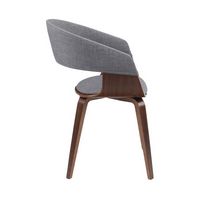 Simpli Home - Lowell Mid Century Modern Bentwood Dining Chair in Light Grey Linen Look Fabric - L... - Left View