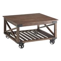 Simpli Home - Harding Square Industrial Mango Wood Coffee Table - Distressed Dark Brown - Left View