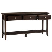Simpli Home - Acadian SOLID WOOD 60 inch Wide Transitional Wide Console Sofa Table in - Brunette ... - Left View