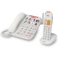 VTech - Amplified Corded/Cordless Answering System with Big Buttons Display - White - Left View