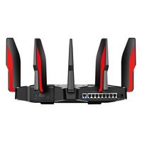 TP-Link - Archer AX11000 Tri-Band Wi-Fi 6 Router - Black/Red - Left View