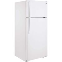 GE - 28 in. Wide 17.5 Cu. Ft. Top-Freezer Refrigerator with Edge-to-Edge Glass Shelves - White - Left View