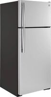 GE - 28 in. Wide 17.5 Cu. Ft. Top-Freezer Refrigerator with LED Interior Lighting - Stainless Steel - Left View