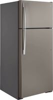 GE - 28 in. Wide 17.5 Cu. Ft. Top-Freezer Refrigerator with Edge-to-Edge Glass Shelves - Slate - Left View