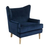 Finch - Mid-Century Modern Wing Chair - Dark Blue - Left View