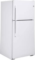 GE - 30 in. Wide 19.2 Cu. Ft. Top-Freezer Refrigerator with Interior LED Lighting - White - Left View