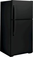 GE - 30 in. Wide 19.2 Cu. Ft. Top-Freezer Refrigerator with LED Interior Lighting - Black - Left View