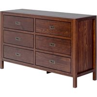 Walker Edison - Solid Wood Modern Classic 6-Drawer Dresser - Walnut - Left View