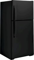 GE - 33 in. Wide 21.9 Cu. Ft. Top-Freezer Refrigerator with Garage Ready Performance - Black - Left View