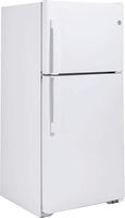 GE - 33 in. Wide 21.9 Cu. Ft. Top-Freezer Refrigerator with Garage Ready Performance - White - Left View