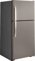 GE - 33 in. Wide 21.9 Cu. Ft. Top-Freezer Refrigerator with Garage Ready Performance - Slate - Left View