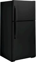 GE - 30 in. Wide 19.2 Cu. Ft. Top-Freezer Refrigerator with Garage Ready Performance - Black - Left View