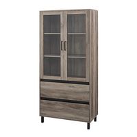 Walker Edison - 2-Drawer Storage Armoire Bookcase Cabinet - Gray Wash - Left View