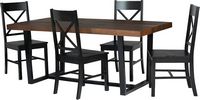 Walker Edison - Rectangular Farmhouse Wood Dining Table (Set of 5) - Mahogany/Black - Left View