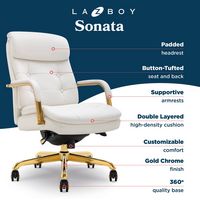 La-Z-Boy - Sonata Executive Mid-Back Bonded Leather Office Chair - White and Gold - Left View