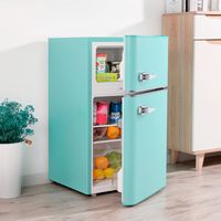 Insignia™ - 3.1 Cu. Ft. Retro Mini Fridge with Top Freezer and ENERGY STAR Certification - Mint - Left View
