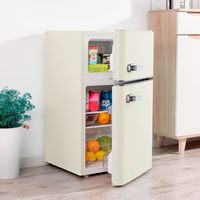 Insignia™ - 3.1 Cu. Ft. Retro Mini Fridge with Top Freezer and ENERGY STAR Certification - Creamy... - Left View