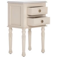 Finch - Richards Rectangular Rustic Wood 2-Drawer Side Table - Cream White - Left View