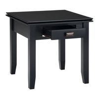 Simpli Home - Artisan SOLID WOOD 21 inch Wide Square Transitional End Side Table in - Black - Left View