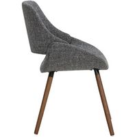 Simpli Home - Malden Mid Century Modern Bentwood Dining Chair in Grey Woven Fabric - Gray - Left View