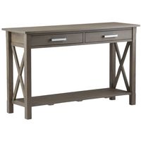 Simpli Home - Kitchener Rectangular Contemporary Wood 2-Drawer Console Table - Farmhouse Gray - Left View