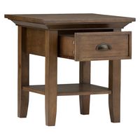 Simpli Home - Redmond SOLID WOOD 19 inch Wide Square Transitional End Side Table in - Rustic Natu... - Left View