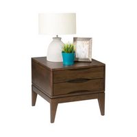 Simpli Home - Harper Square Mid-Century Modern Solid Hardwood 2-Drawer End Table - Dark Walnut Brown - Left View