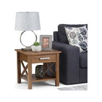 Simpli Home - Kitchener Rectangular Contemporary Wood 1-Drawer Side Table - Medium Saddle Brown - Left View