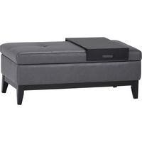 Simpli Home - Oregon Storage Ottoman Bench with Tray - Stone Gray - Left View