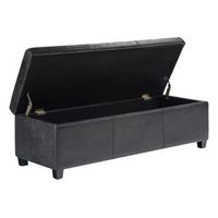 Simpli Home - Avalon Rectangular Contemporary Wood/Foam Bench Ottoman With Inner Storage - Distre... - Left View