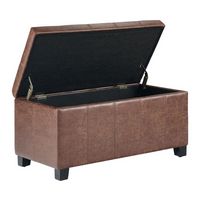 Simpli Home - Dover Rectangular Contemporary Wood/Foam Bench Ottoman With Inner Storage - Distres... - Left View