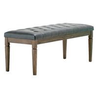 Simpli Home - Waverly Rectangular Traditional Faux Leather/Pine Wood Bench Ottoman - Slate Gray - Left View