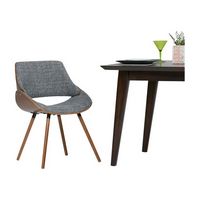 Simpli Home - Malden Mid Century Modern Bentwood Dining Chair with Wood Back in Grey Woven Fabric... - Left View