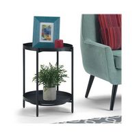 Simpli Home - Monet Industrial 17 inch Wide Metal Metal End Table in - Black - Left View