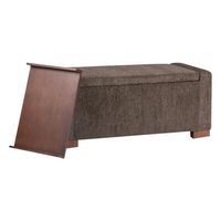 Simpli Home - Bretton Rectangular Contemporary Metal/Fabric Ottoman With Inner Storage - Deep Umb... - Left View