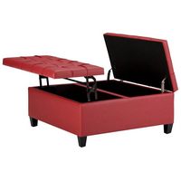 Simpli Home - Harrison 36 inch Wide Transitional Square Coffee Table Storage Ottoman in Faux Leat... - Left View